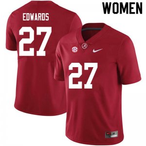 NCAA Women's Alabama Crimson Tide #27 Kyle Edwards Stitched College 2020 Nike Authentic Crimson Football Jersey XJ17Z81XZ